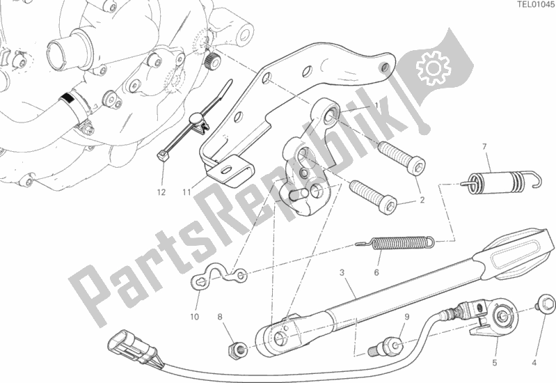 Alle onderdelen voor de Zij Stand van de Ducati Supersport S Brasil 937 2020